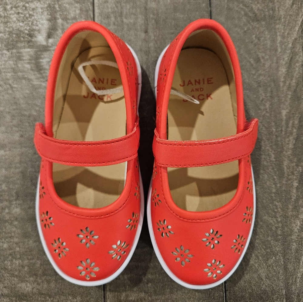 Janie and Jack Vibrant Red Floral Mary Janes